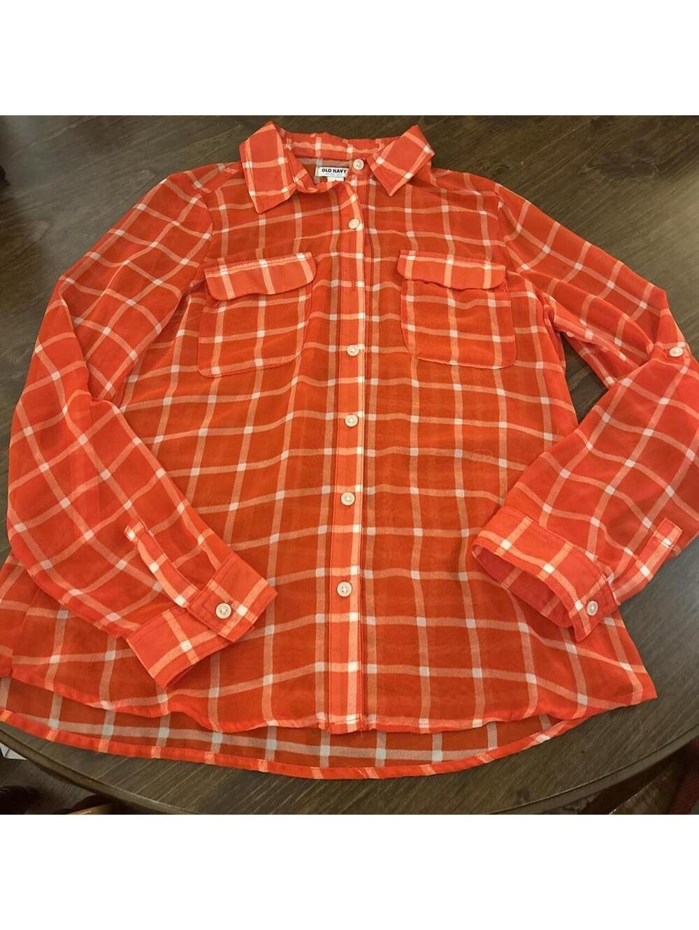 Old Navy Women's Orange and Red Shirt
